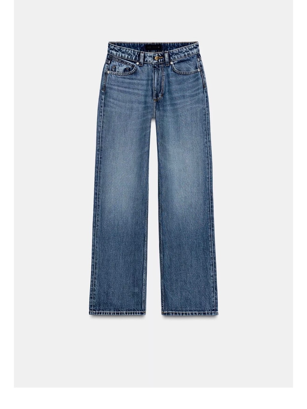Zara Women's Mid-Blue Mom/Straight Jeans
